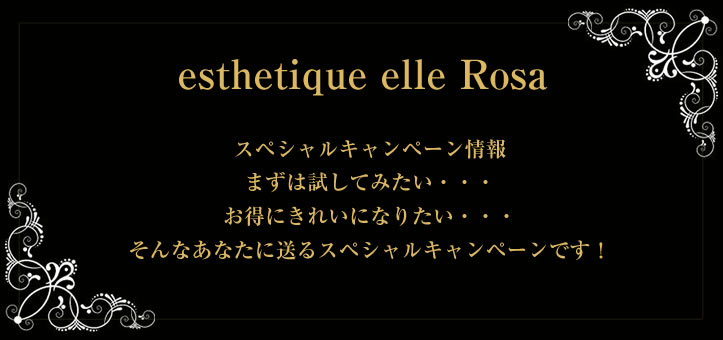 esthetique elle Rosa スペシャルキャンペーン情報　まずは試してみたい・・・　お得にきれいになりたい・・・　そんなあなたに送るスペシャルキャンペーンです！